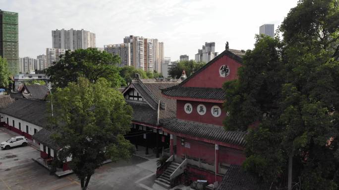 成都千年古寺成华区龙潭寺古寺 寺庙 航拍