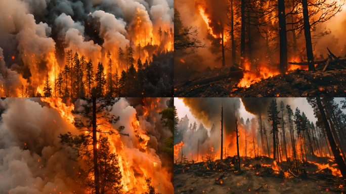 森林火灾 山火大火烧山 自然灾害消防宣传