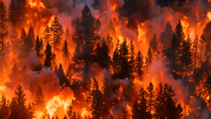 森林火灾 山火大火烧山 自然灾害消防宣传