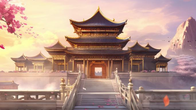 中国风 仙侠世界 古代宫殿场景动态循环