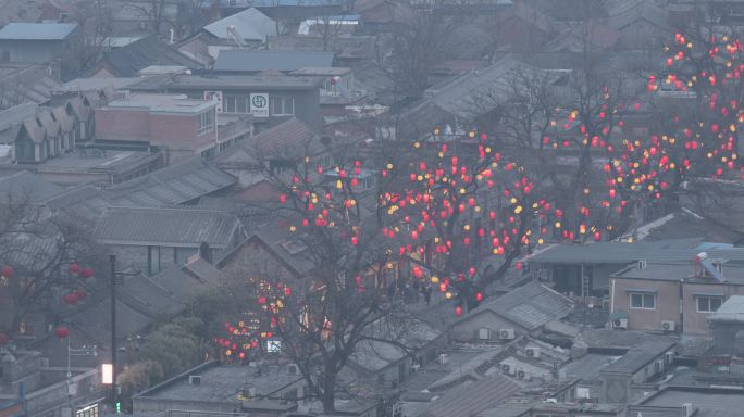 北京模式口大街红灯笼日转夜延时摄影1