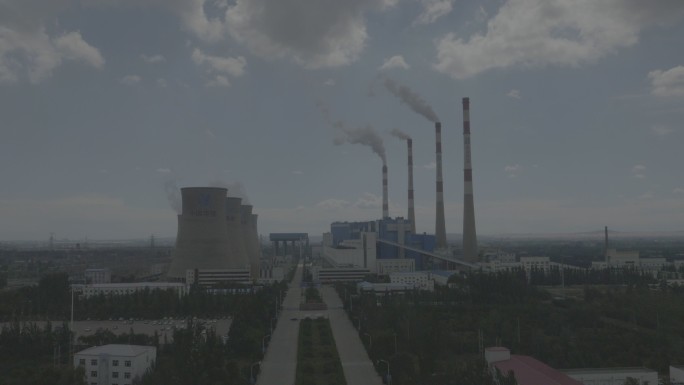 工厂航拍火力发电燃煤电厂4K航拍