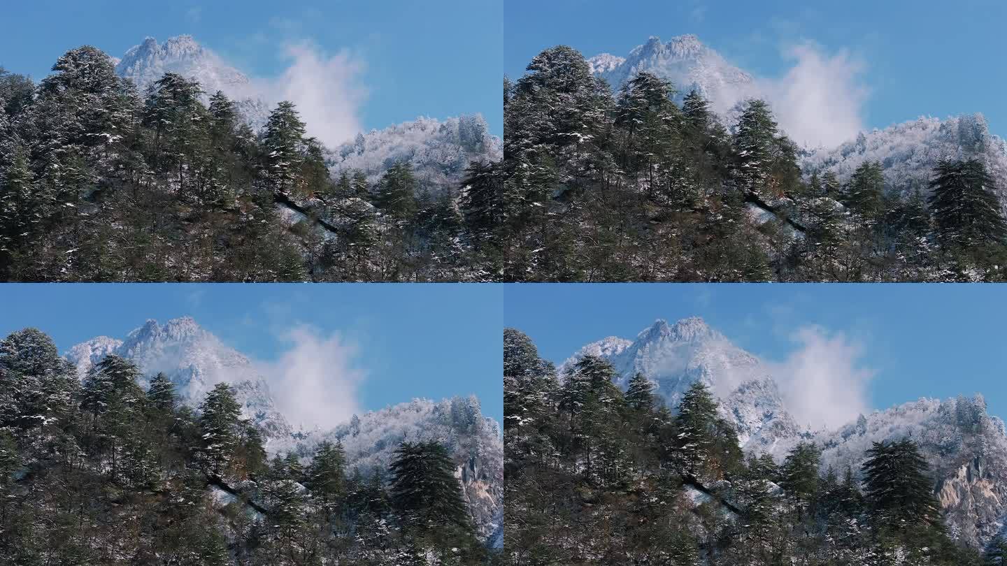 冬季刚下完雪后的雪山景象