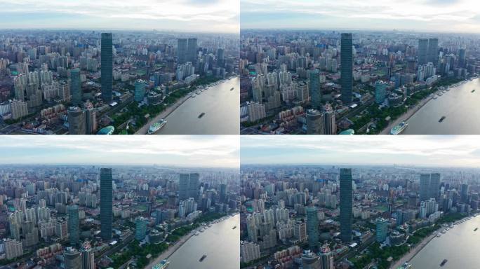 上海 城市全貌 日落 高楼 航拍