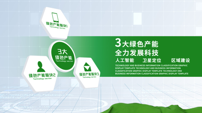 无插件-3大简洁干净绿色科技信息分类AE
