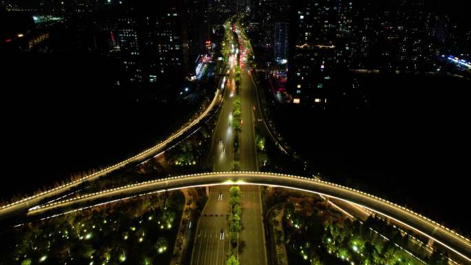 杭州萧山区市心路互通立交桥高架桥夜景延时