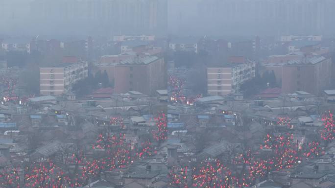 北京模式口大街红灯笼日转夜延时摄影-竖向