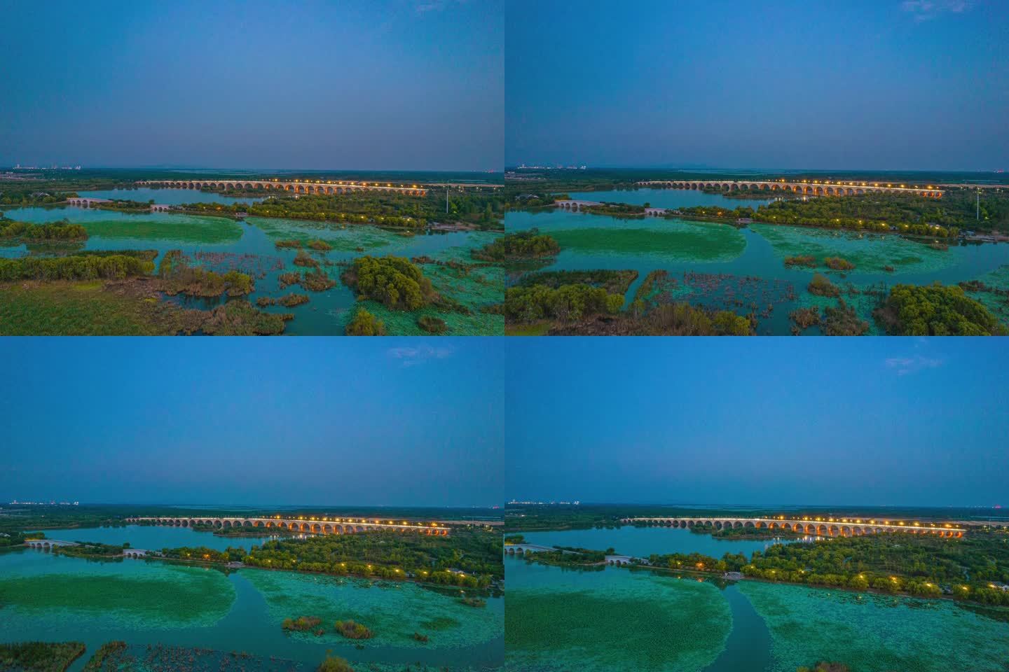 济宁太白湖景区风景圣贤桥延时航拍实拍