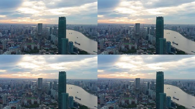 上海 城市 日出 高楼 航拍 陆家嘴