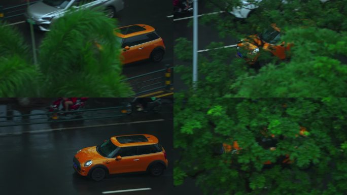 橙色宝马mini汽车