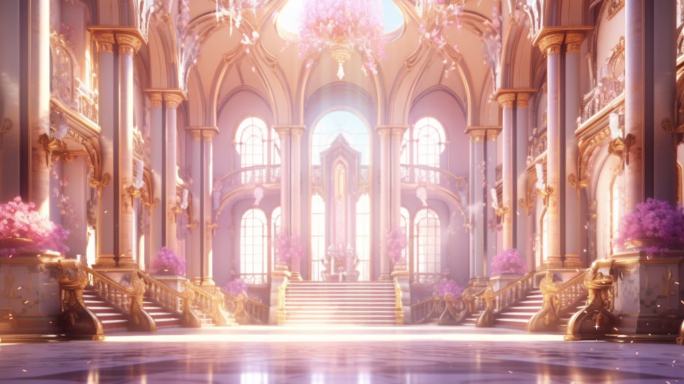 唯美梦幻华丽 粉色欧洲城堡宫殿循环背景2