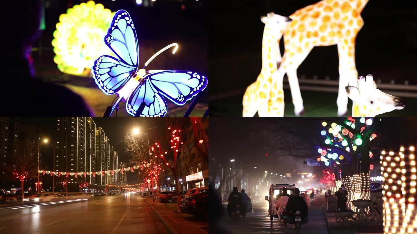 春节、花灯、喜庆街景