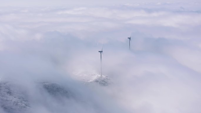 五峰独岭航拍雪景云海