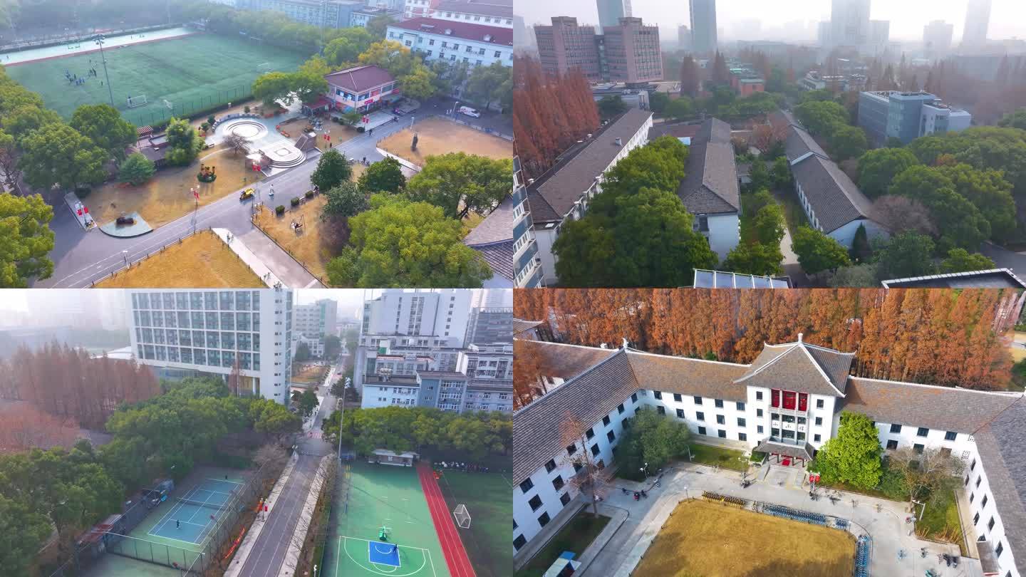 上海杨浦区同济大学本部航拍校园风景风光
