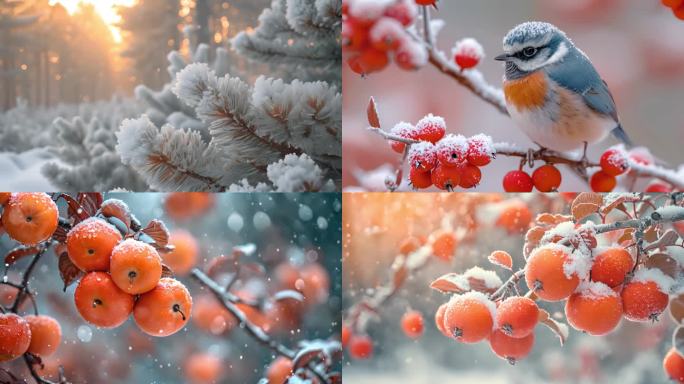 唯美雪景 大寒立春 春节 冬日暖阳 新年