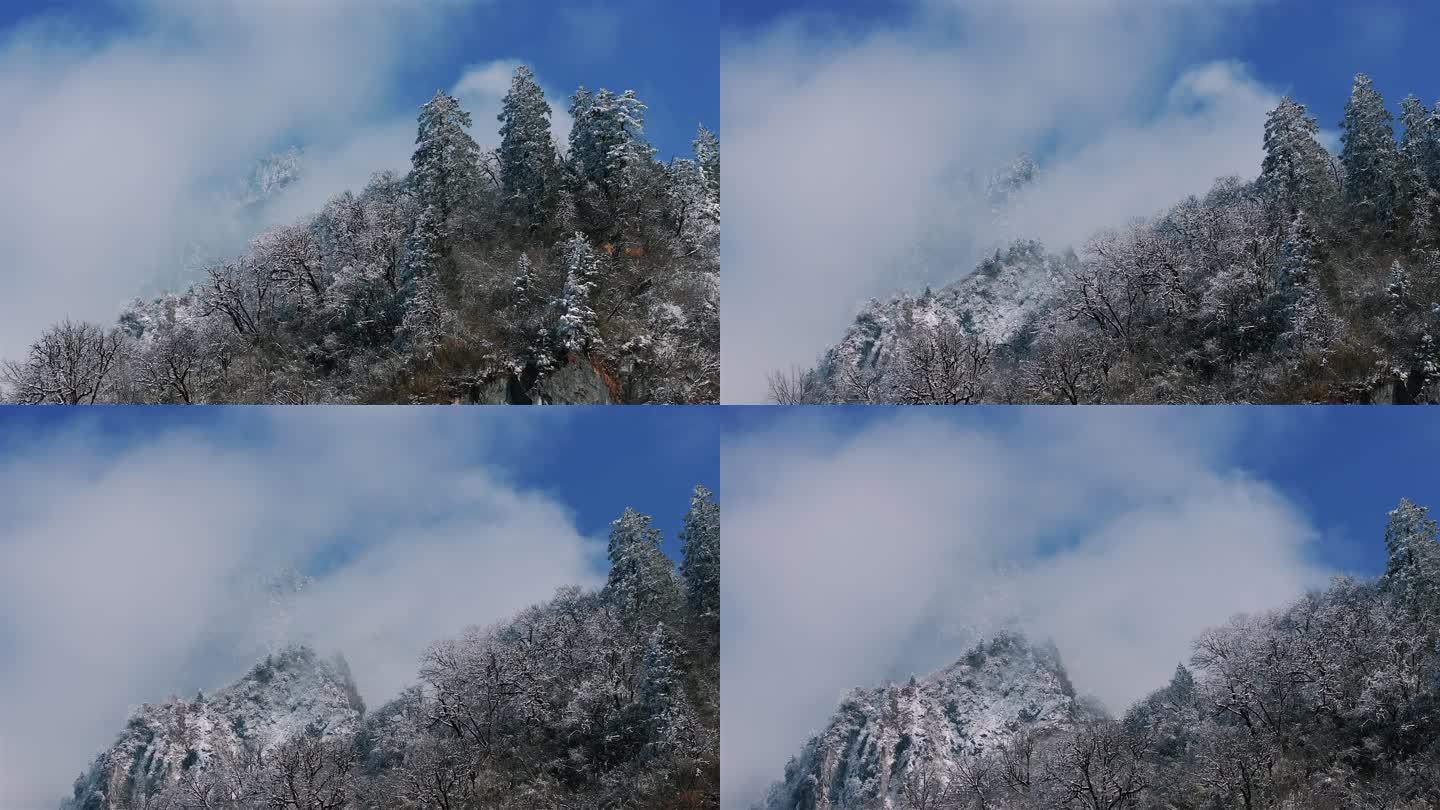 冬季刚下完雪后的雪山景象