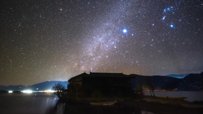 4K泸沽湖璀璨星空