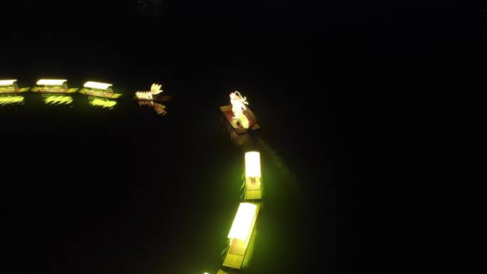 柳叶湖湖心岛夜景素材