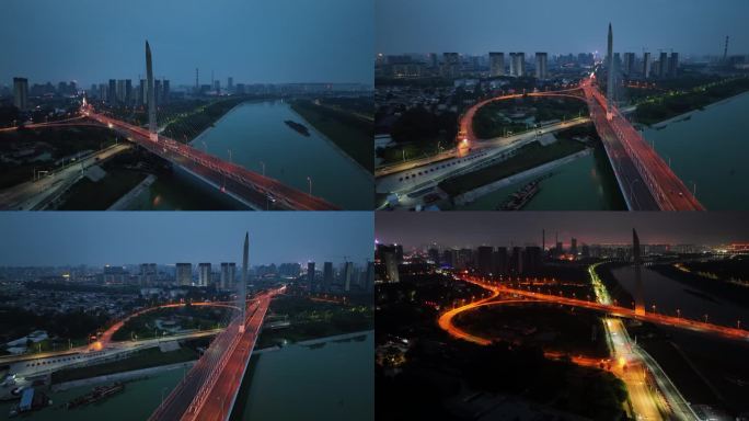 济宁兴唐运河大桥城市宣传片航拍素材4K