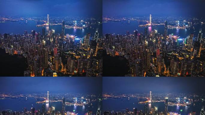 香港夜景航拍延时大气镜头太平山维多利亚港