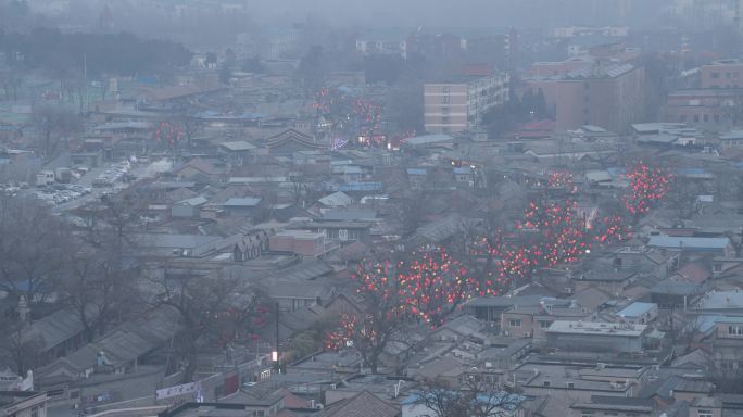 北京模式口大街红灯笼日转夜延时摄影3