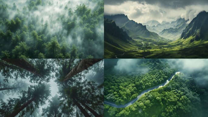 森林云雾缭绕山脉意境延时