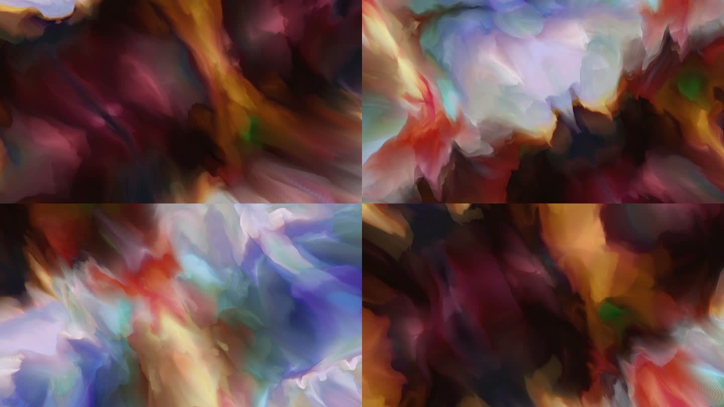 60帧抽象艺术炫彩水墨晕染波浪流动背景