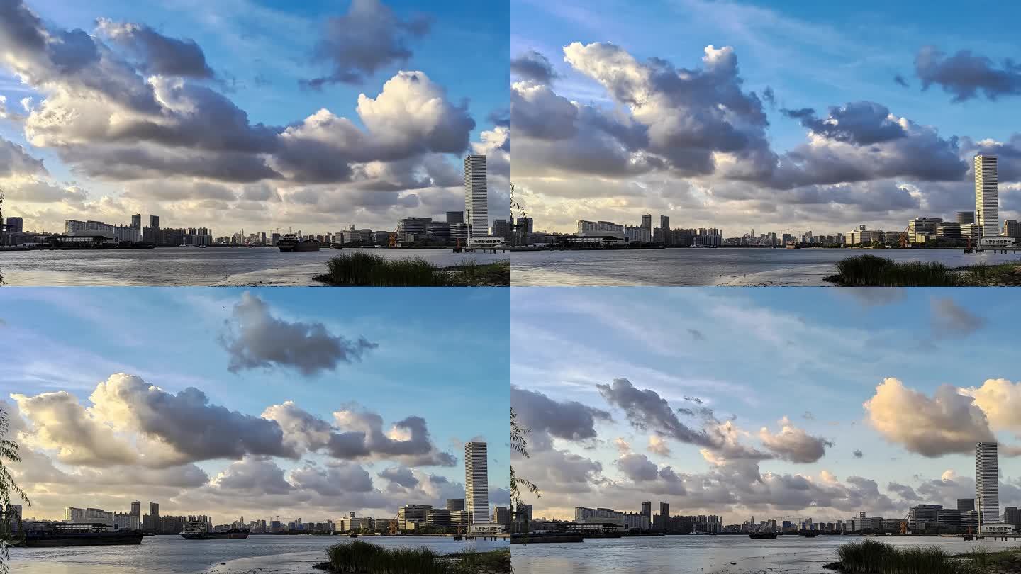 上海黄浦江前滩城市风光4k延时摄影