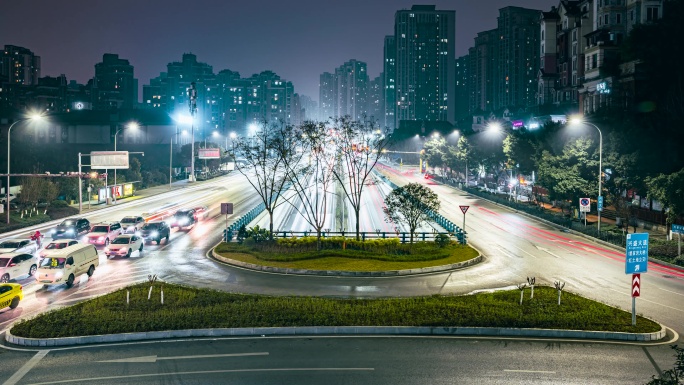 4k城市车流夜景延时