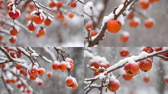 意境-雪中的柿子树