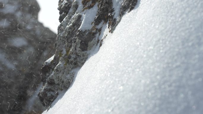 内蒙大雪狂风雪户外寒冷特写升格慢镜头