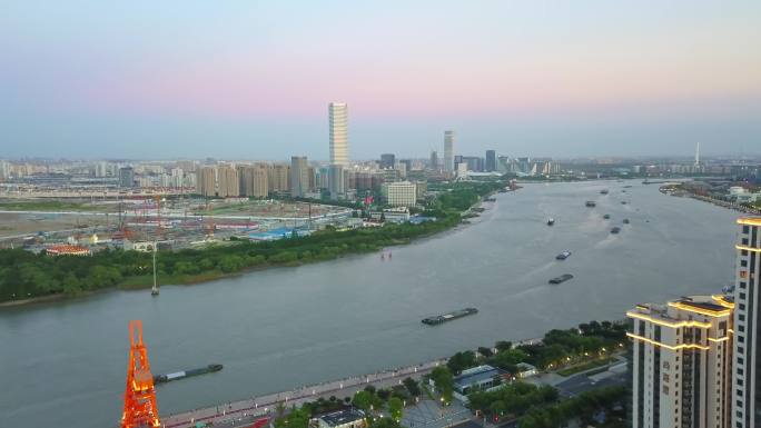 上海 城市 日落 高楼 航拍 陆家嘴