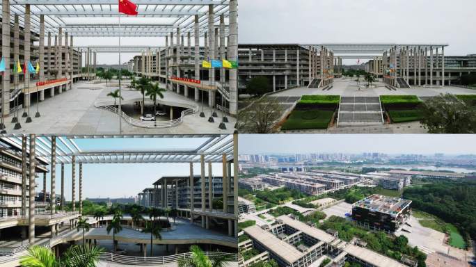 广东工业大学航拍摄影原创大学城校区地标