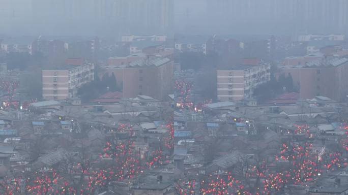 北京模式口大街红灯笼日转夜延时摄影-竖向