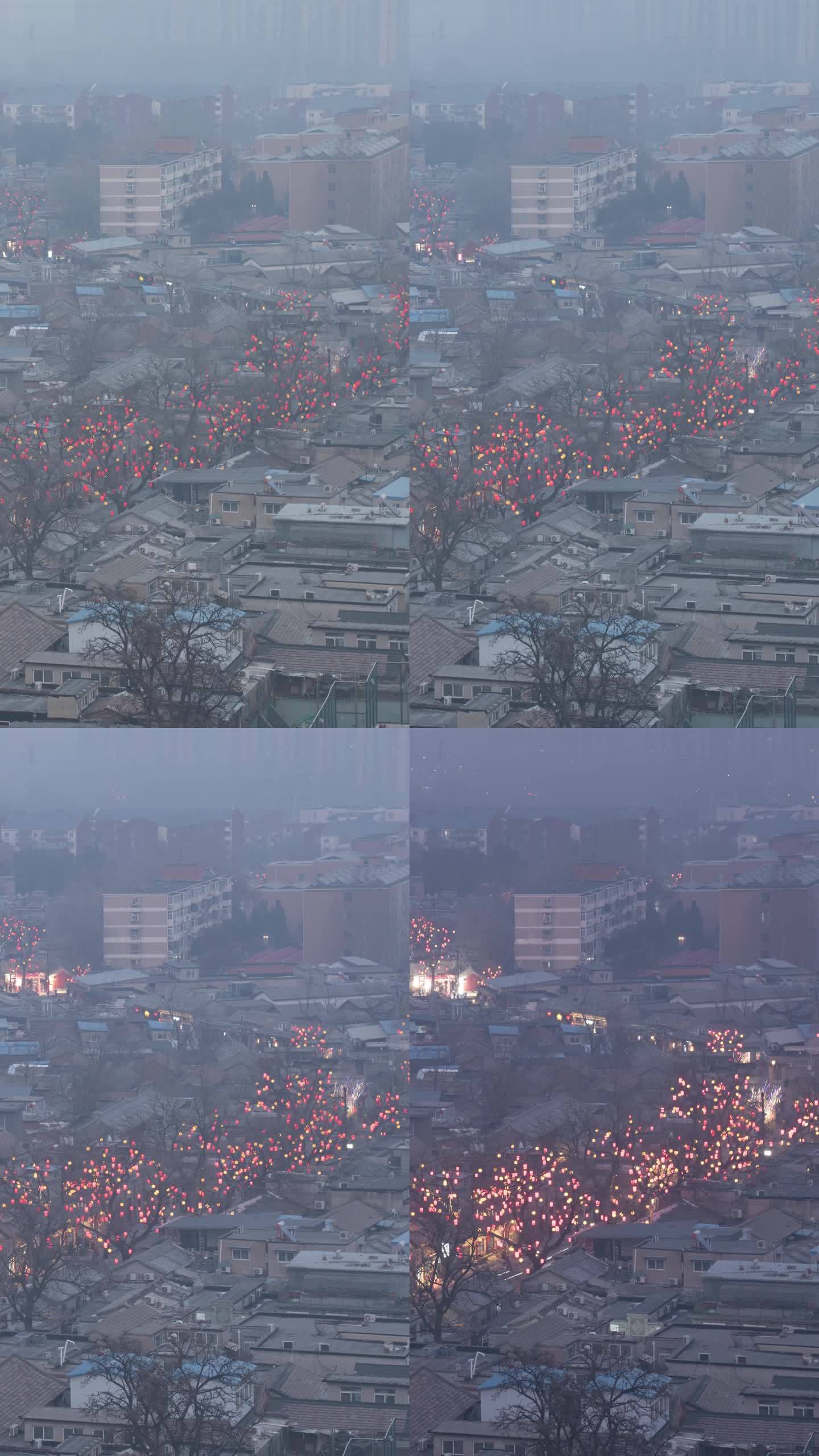 北京模式口大街红灯笼日转夜延时摄影-竖向