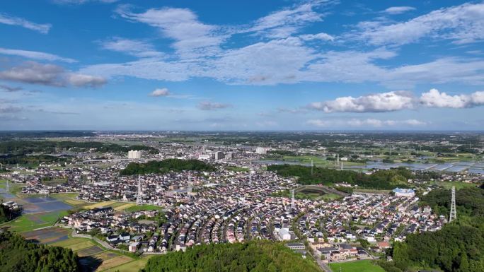 航拍-日本千叶都市景观大石泻市观光商道多莉右