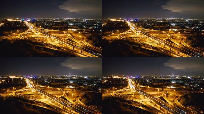 华夏西路  高架桥 交通建设 夜景 车流