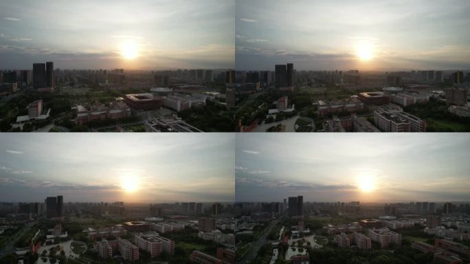 夕阳西下杭州钱塘新区风景