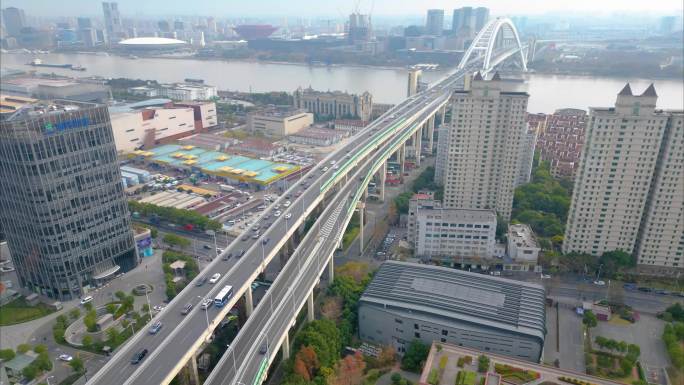 上海市黄浦区鲁班路立交桥车流延时城市风景