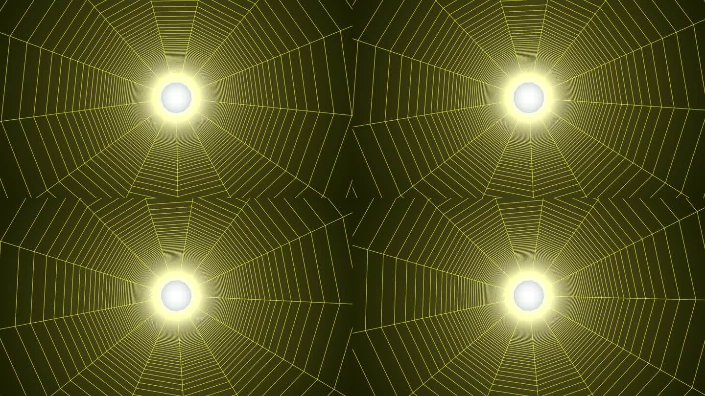 抽象的蜘蛛网动画，几何形状，隧道，股票视频