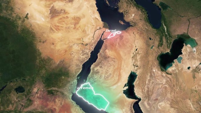 中东景观:地图上的也门和以色列