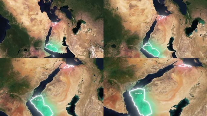中东景观:地图上的也门和以色列