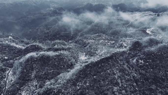 航拍四川省泸州古蔺县皇华镇雪山景观（二）