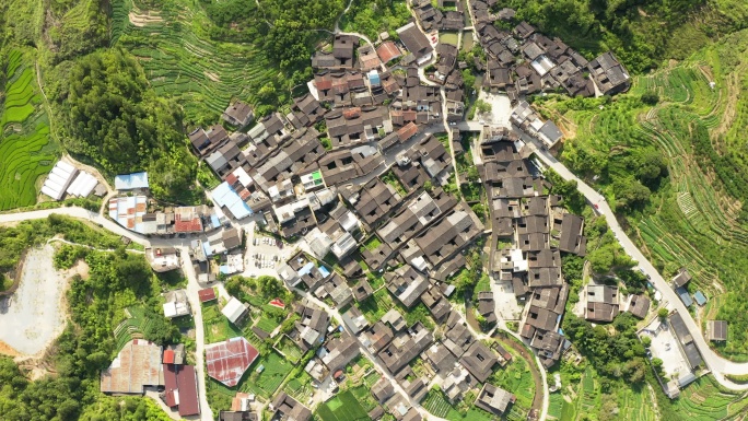 鸟瞰村落航拍全景