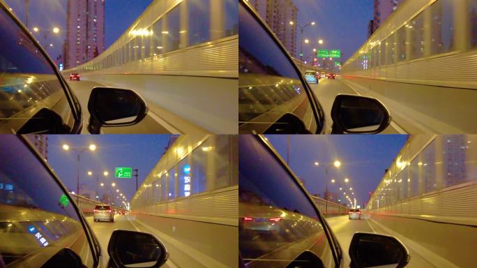 城市夜晚汽车在马路上行驶夜景视频素材4