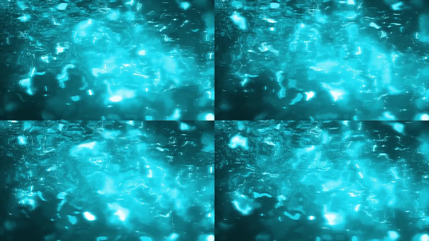 4K蓝色梯度晶体液体运动抽象运动背景