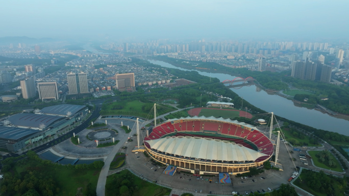 义乌城市大景风光航拍