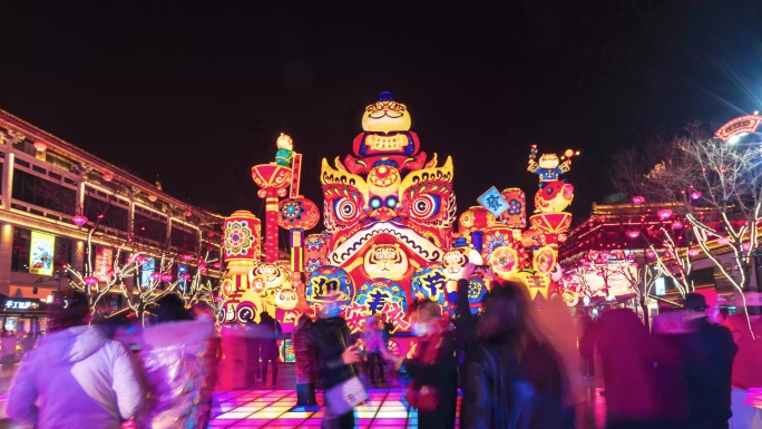 西安大唐不夜城夜景大范围延时