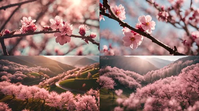 满山的桃花盛开 春暖花开