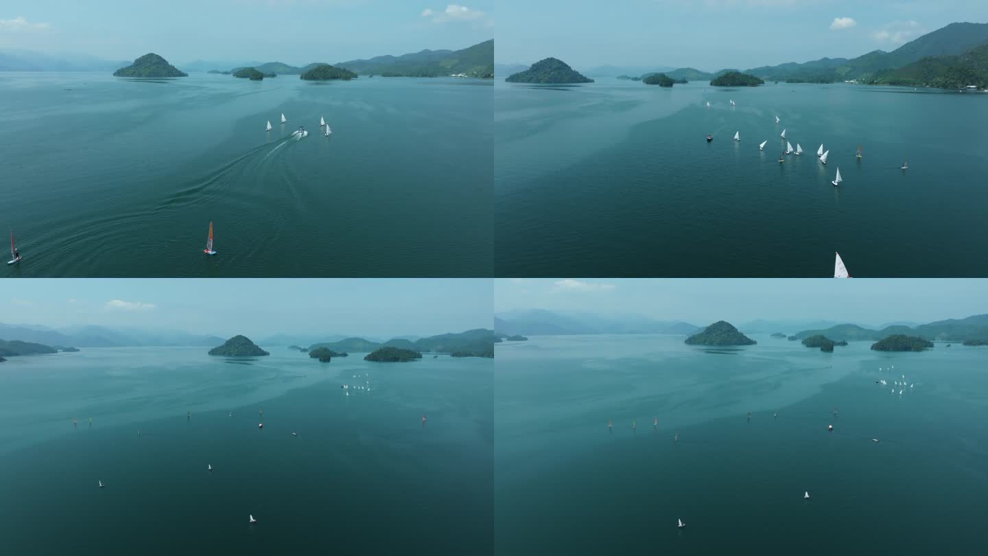 浙江千岛湖帆船比赛训练航拍